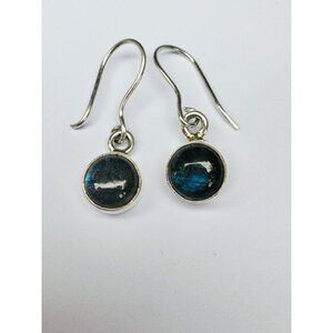 Brand New Sterling Silver 925 Drop Dangle Earrings with Round Labradorite Stone